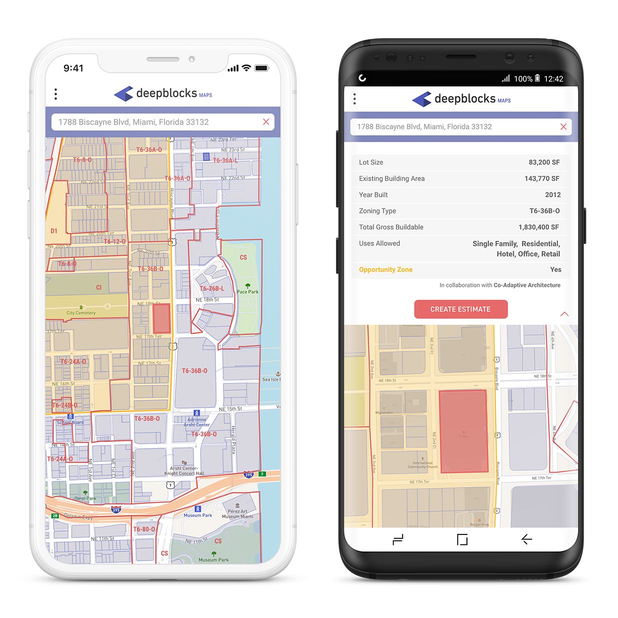 Deepblocks Maps is supported on mobile, tablets and desktop.