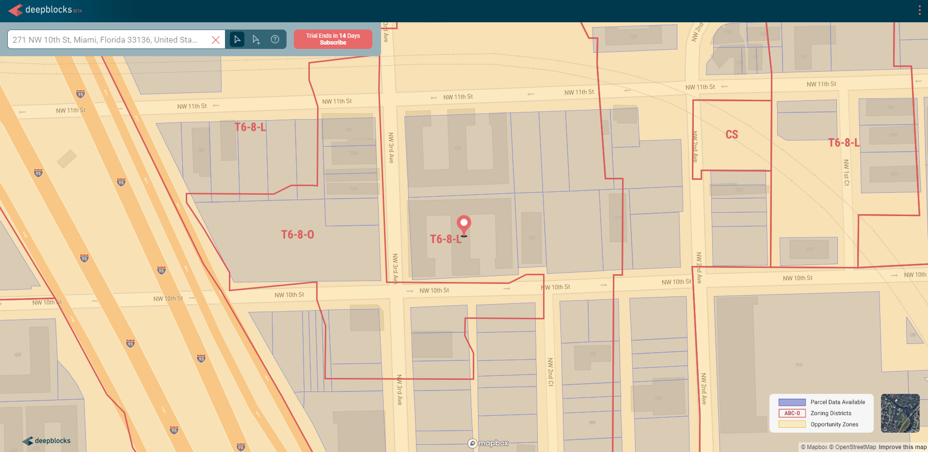 The modeled parcel via Deepblocks Software.