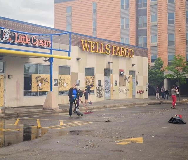 Even while the 3rd Precinct in Minneapolis was still burning down, helpers were already out in full force. Hundreds of people, of every race and age, were out cleaning and boarding up windows. And, every bit as importantly, giving a hug and an ear to