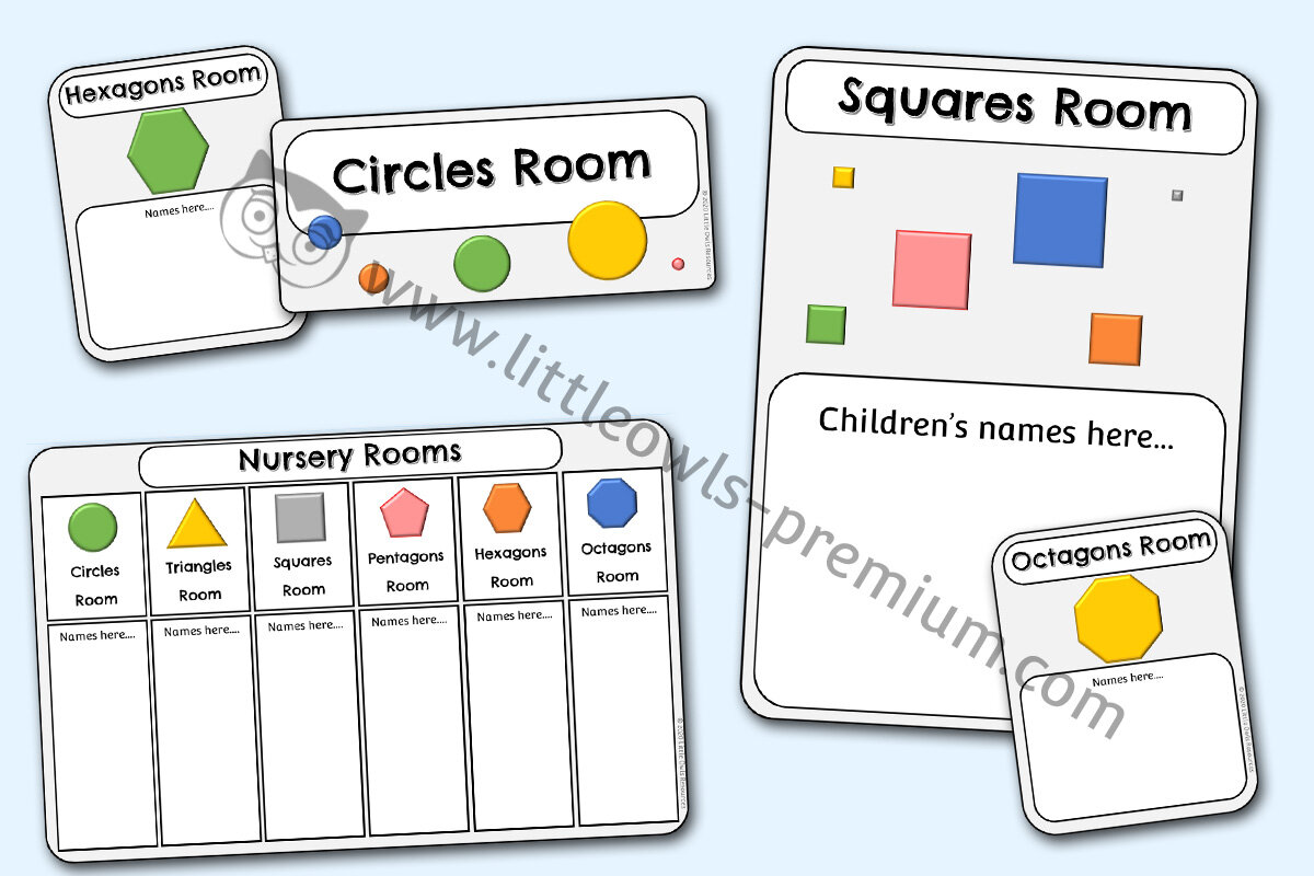 NURSERY ROOM CHARTS/POSTERS - 2D SHAPES