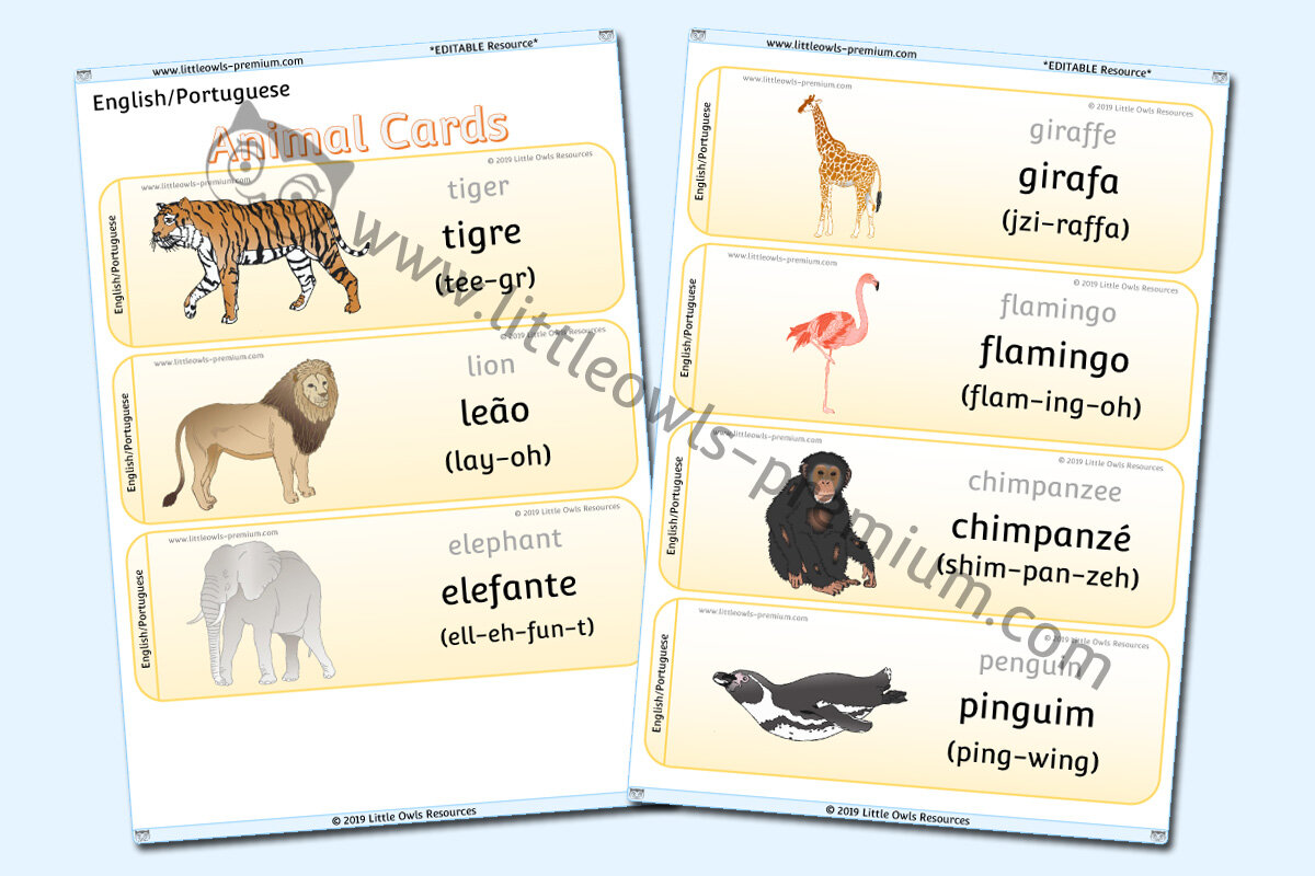 PORTUGUESE - ANIMAL CARDS