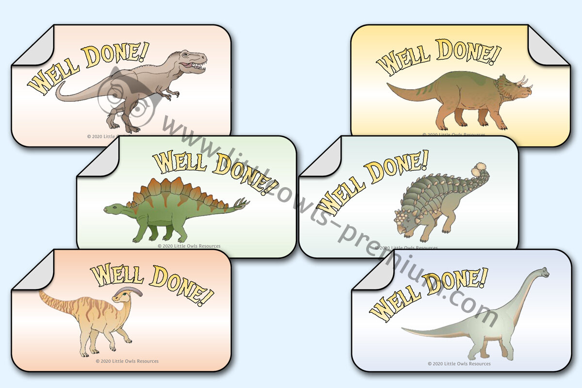 DINOSAUR THEMED 'WELL DONE!' STICKERS 