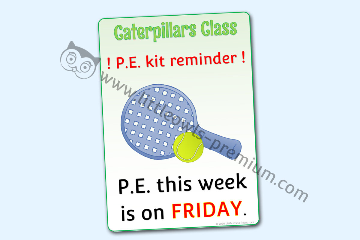 P.E. NOTICE POSTER - RACKET