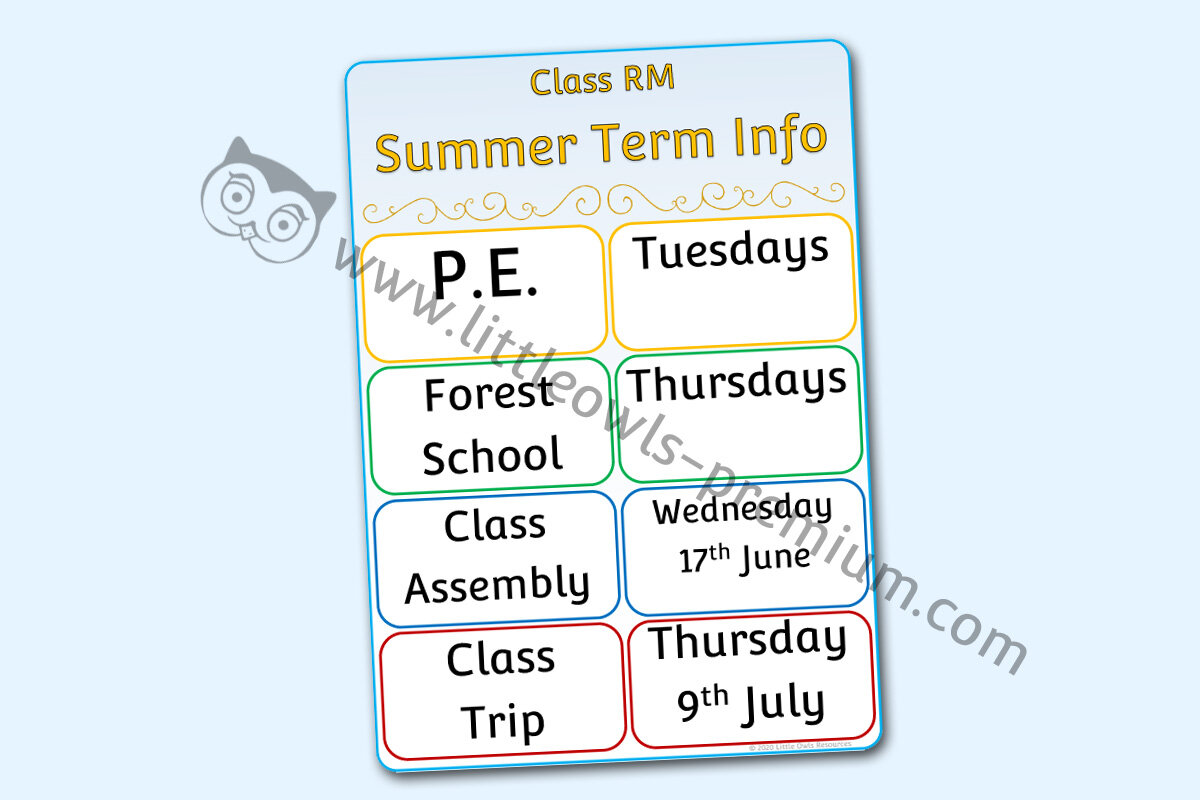 TERM IMPORTANT DAYS & DATES INFO POSTER
