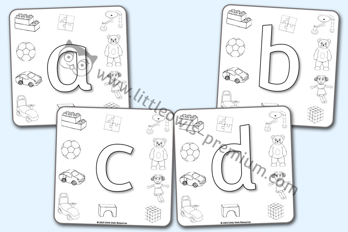 TOY ALPHABET CARDS - COLOURING