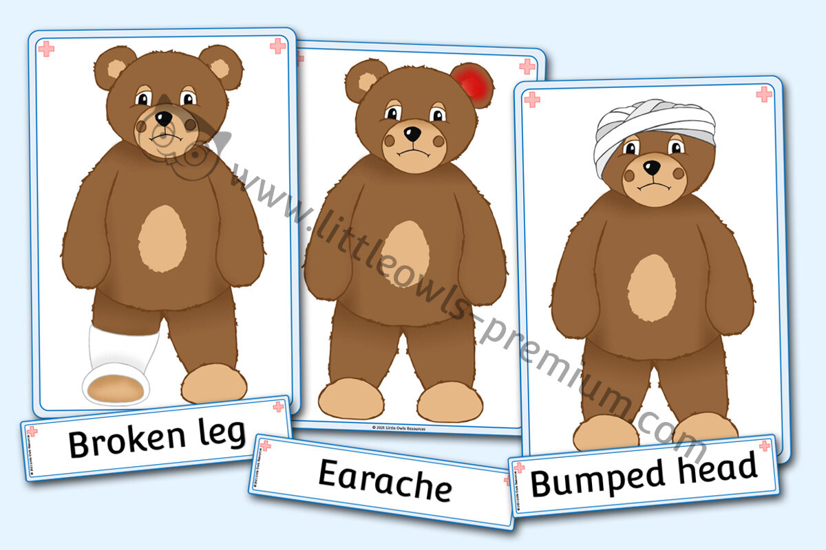 POORLY TEDDY - A4 POSTERS (Separate Labels)