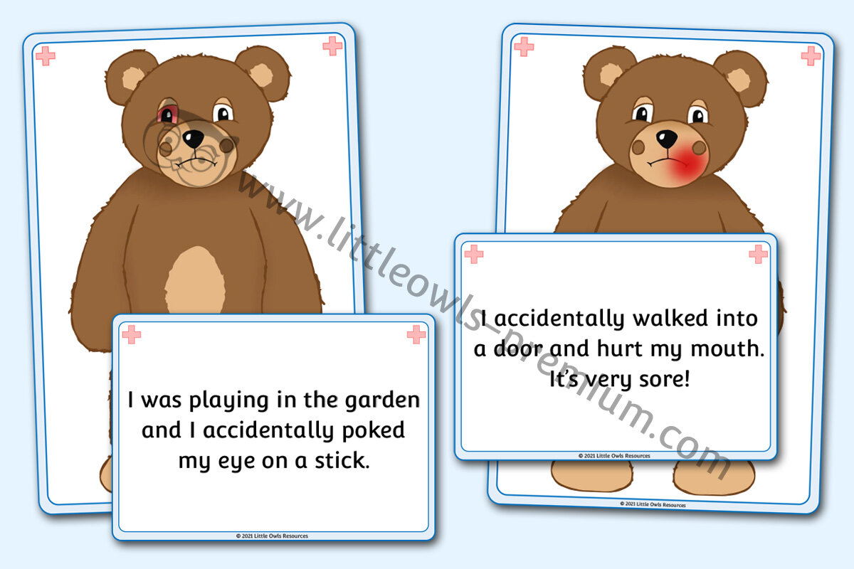 POORLY TEDDY - A4 POSTERS & DESCRIPTION MATCH