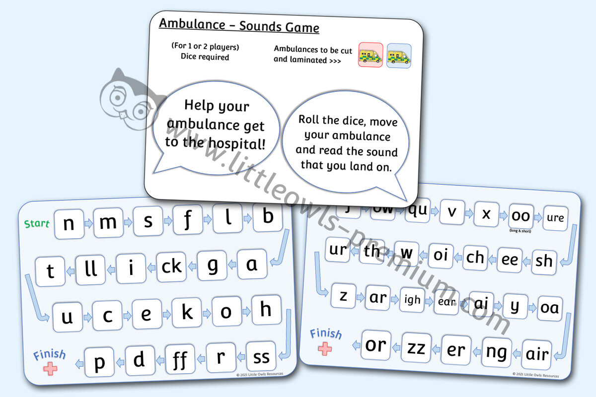 AMBULANCE LETTERS AND SOUNDS GAME - PHASE 2 & 3 PHONICS