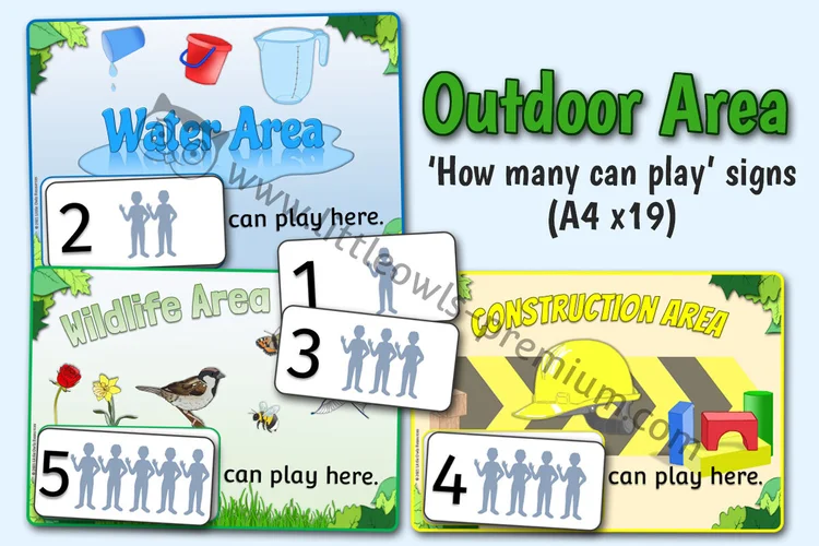 OUTDOOR AREA - Pack A4 'How many can play' Area Signs cover
