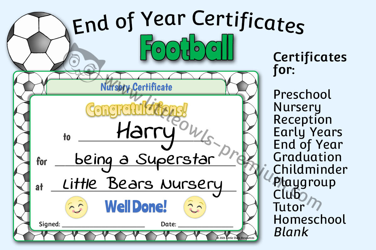 END OF YEAR CERTIFICATES - Football
