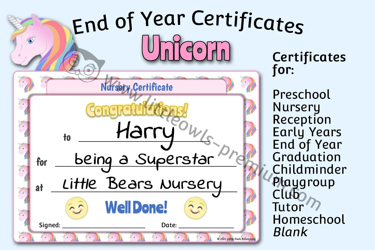 Free Certificate Templates Unicorn Certificate Of Appreciation Award