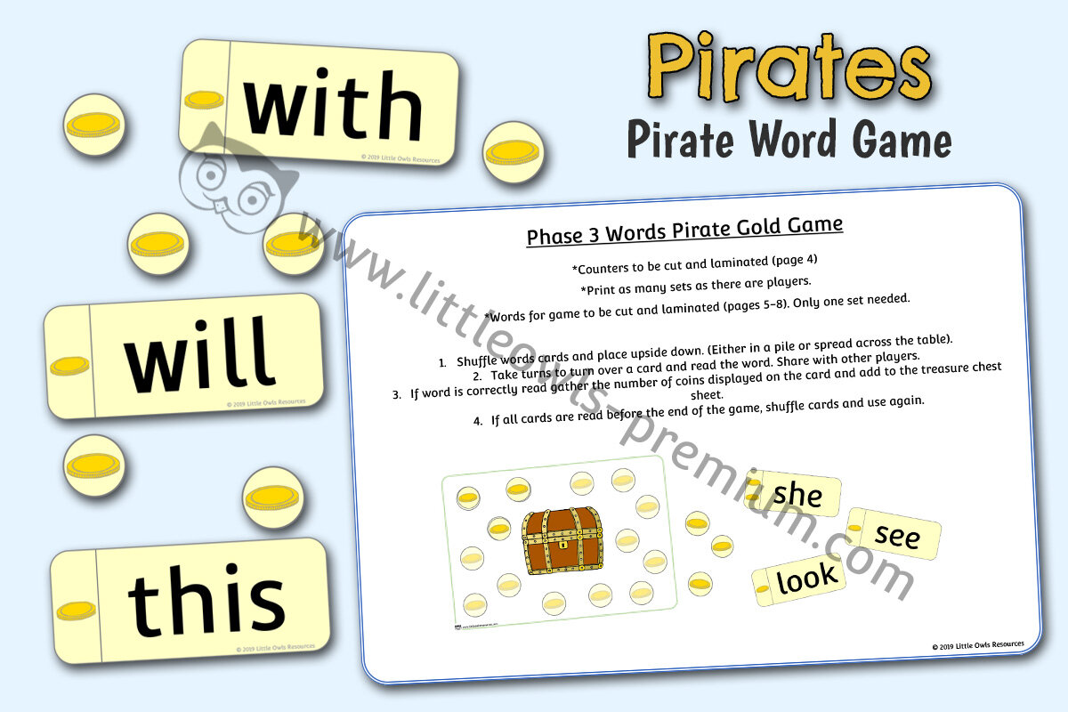 PHASE 3 HIGH FREQUENCY WORDS PIRATE GAME