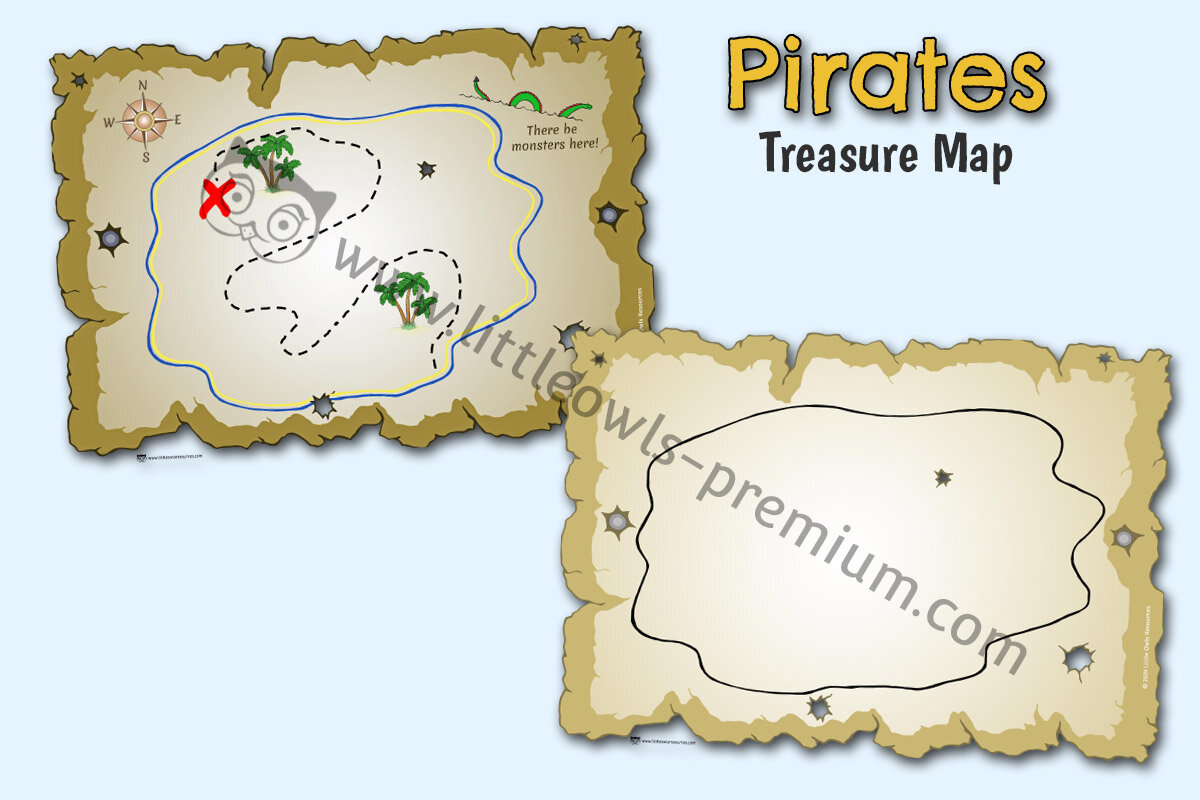 PIRATE TREASURE MAP & TEMPLATE
