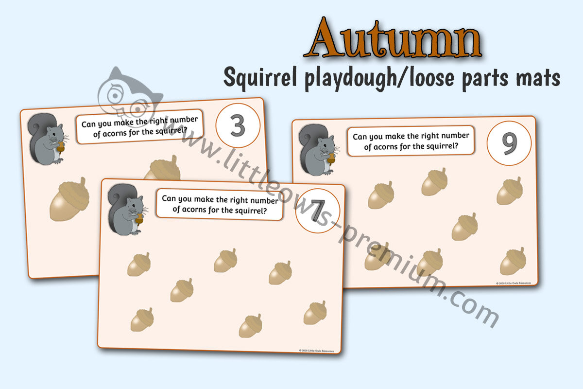 SQUIRREL PLAYDOUGH/LOOSE PARTS COUNTING MATS - VERSION 2