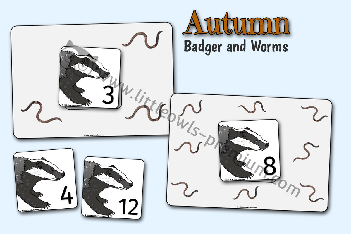 BADGER AND WORMS - MATCHING NUMBER WITH QUANTITY ACTIVITY