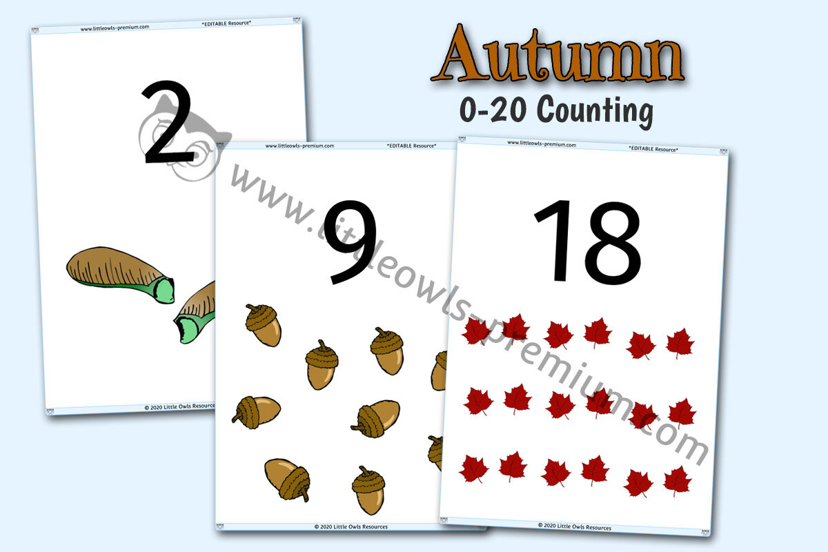 AUTUMN COUNTING POSTERS (1-20)