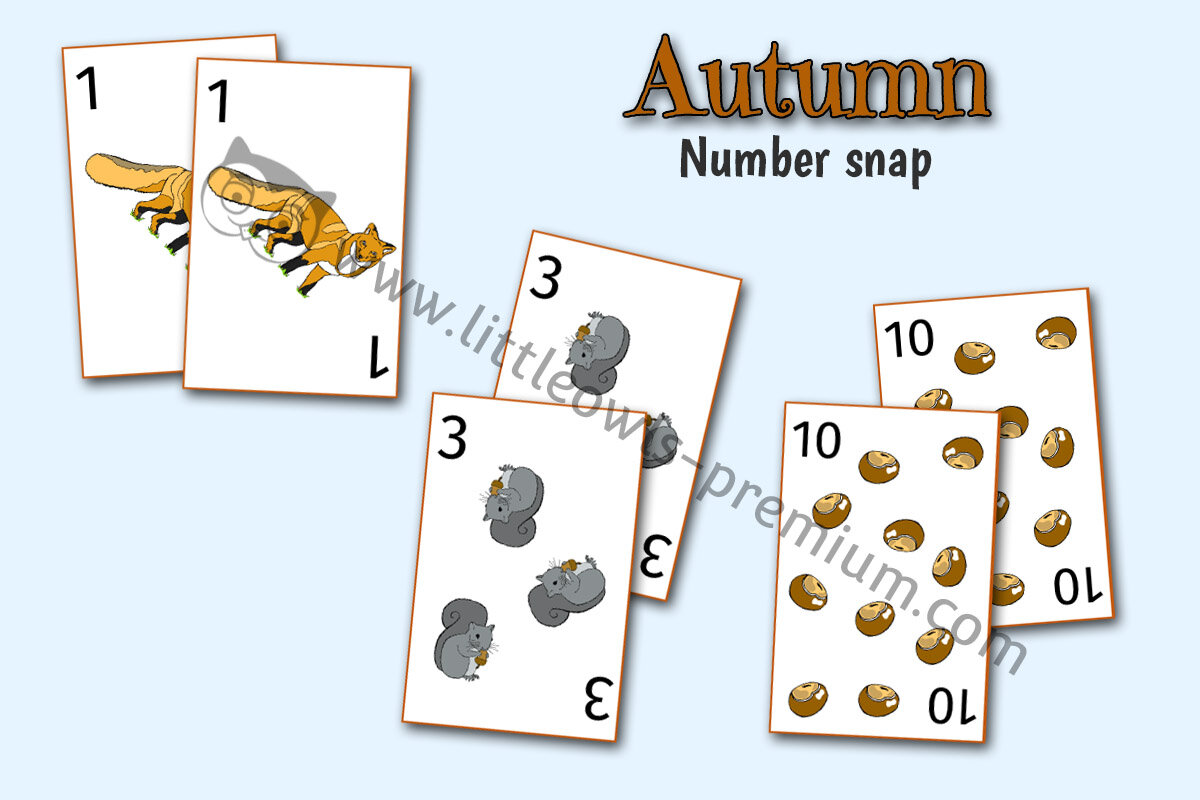 AUTUMN NUMBER SNAP CARDS