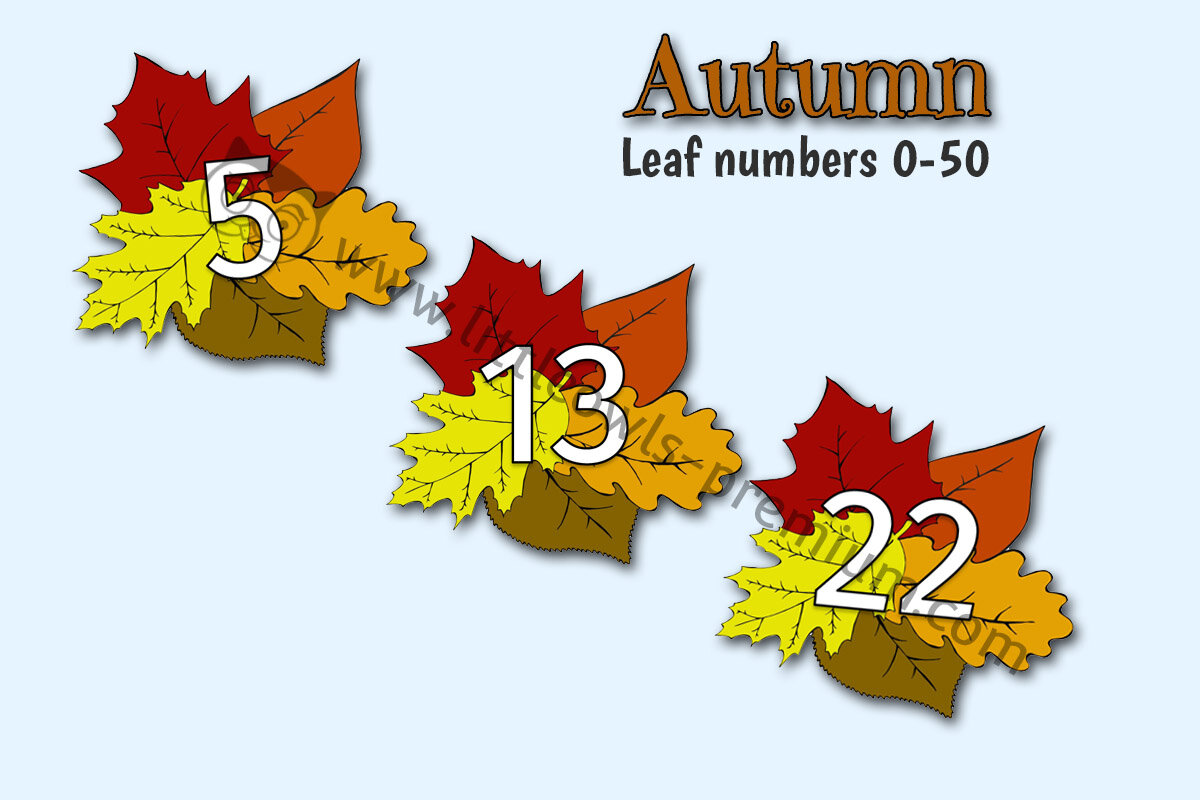 AUTUMN LEAVES NUMBERS 0-50