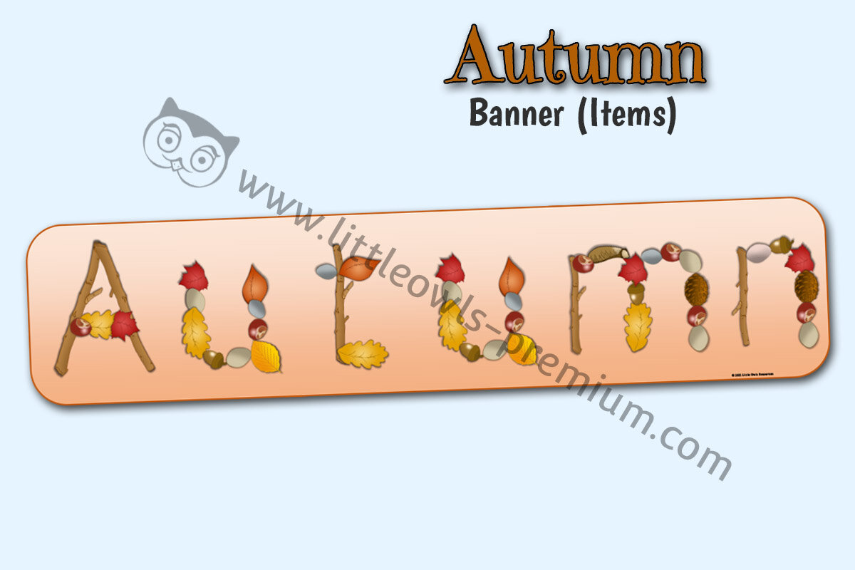 AUTUMN DISPLAY BANNER - Natural Item Letters