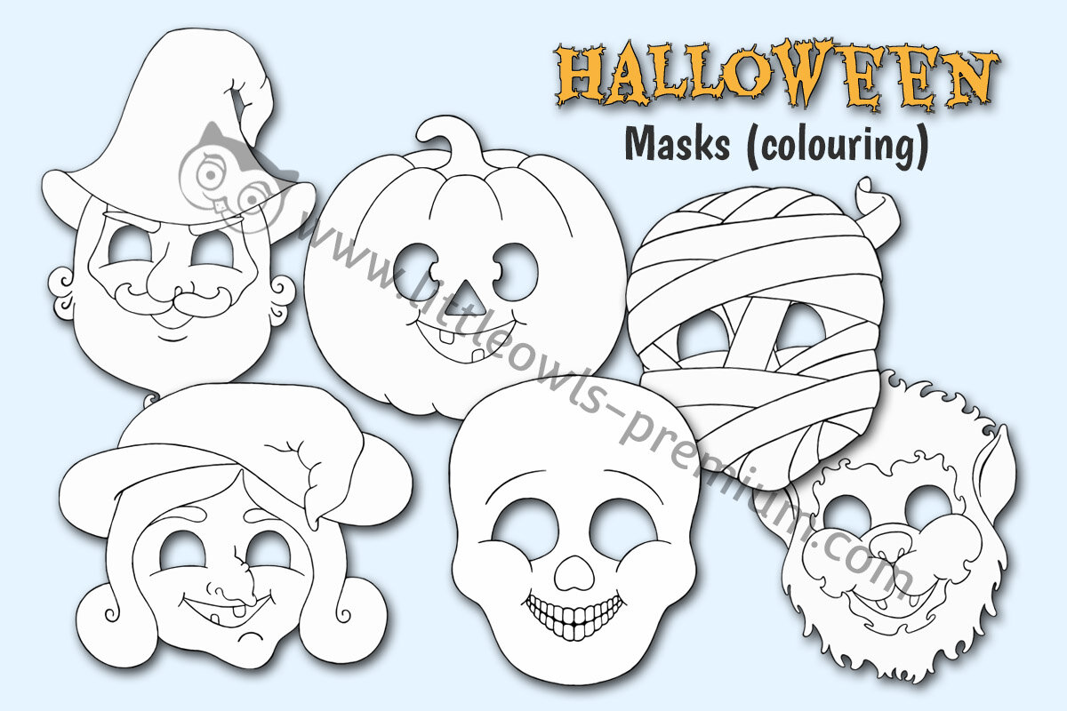 HALLOWEEN - MASKS (COLOURING)