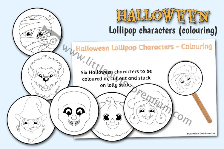 Halloween Lollipop Puppets — Colouring resource cover