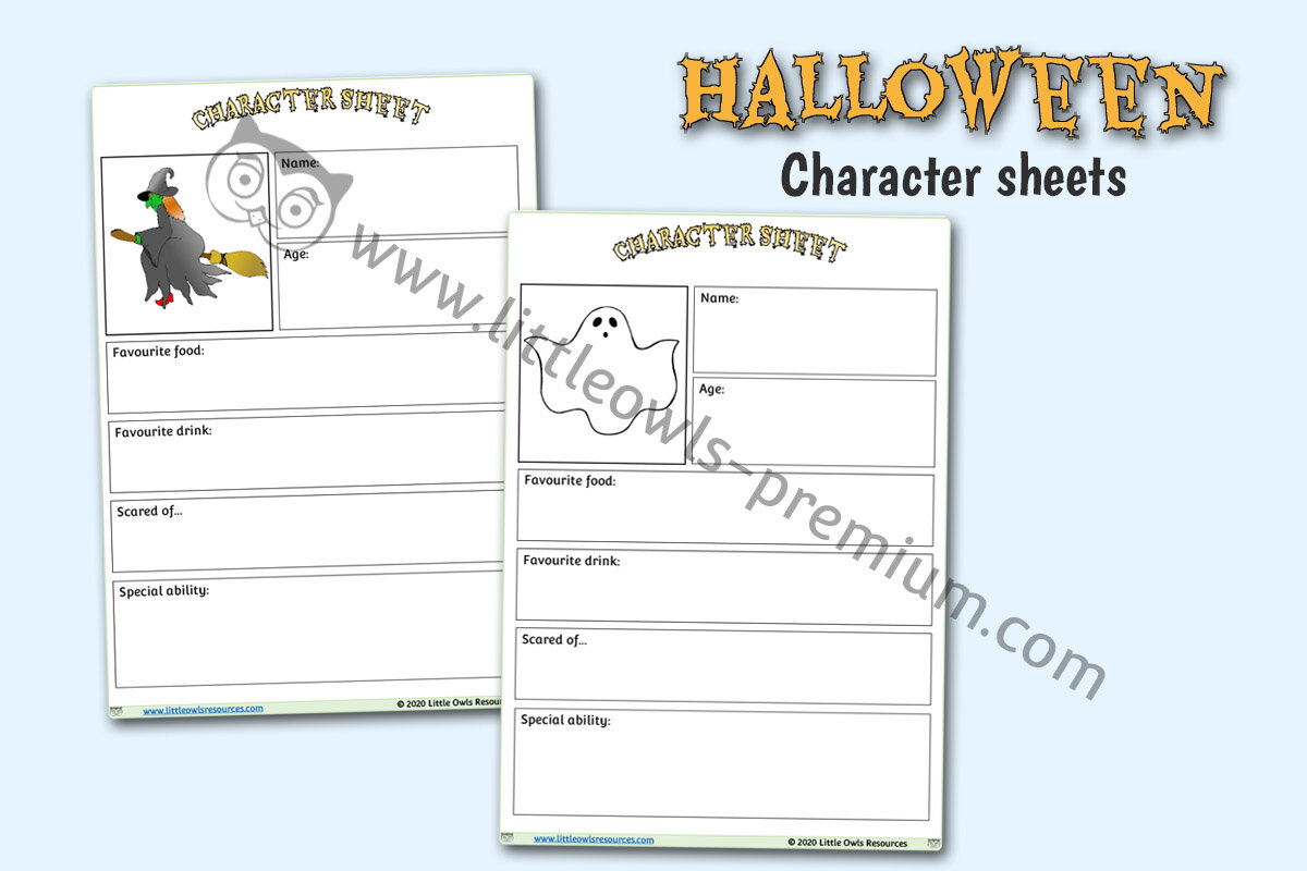 HALLOWEEN CHARACTER BUILDING SHEETS 