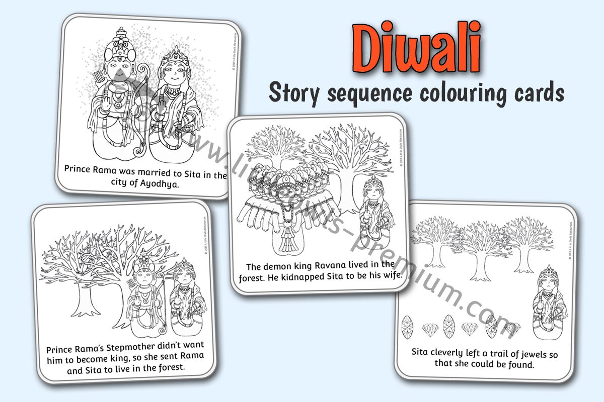DIWALI STORY SEQUENCE COLOURING