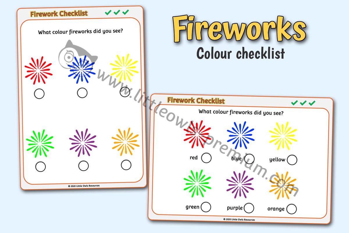 FIREWORK COLOUR CHECKLISTS