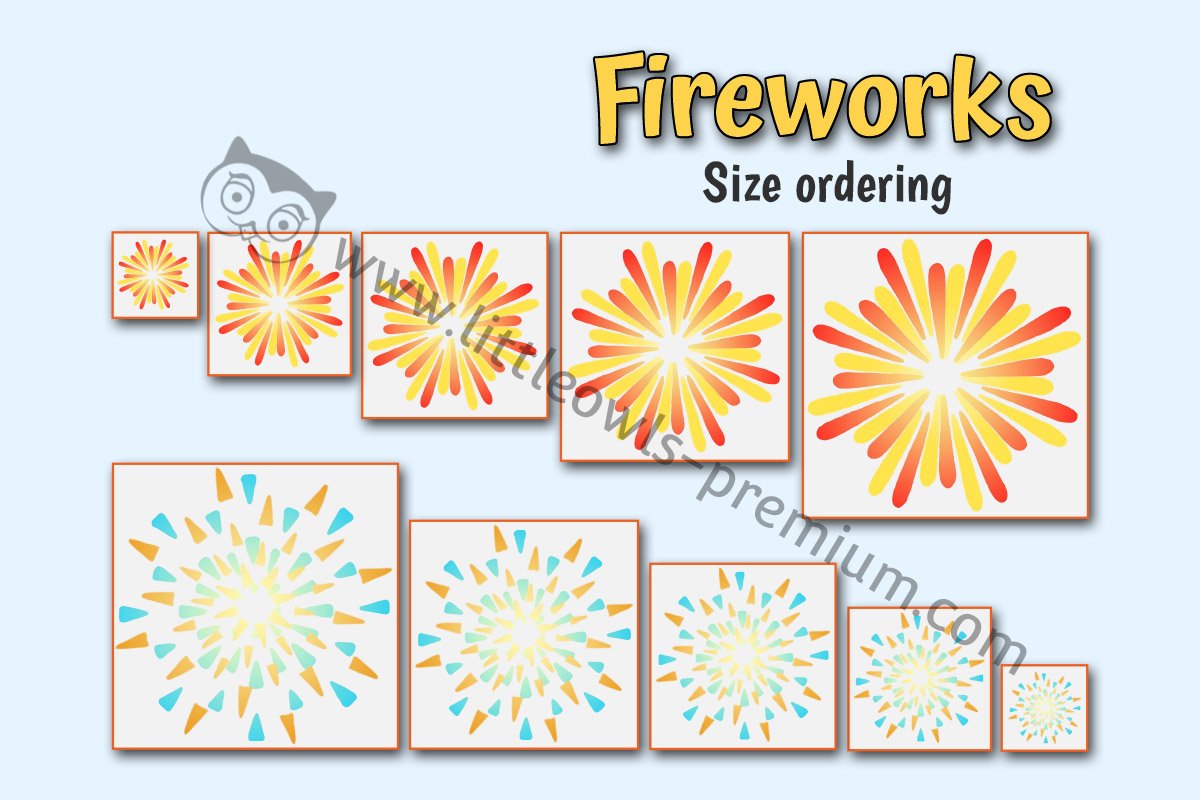 FIREWORK EXPLOSION - SIZE ORDERING CARDS