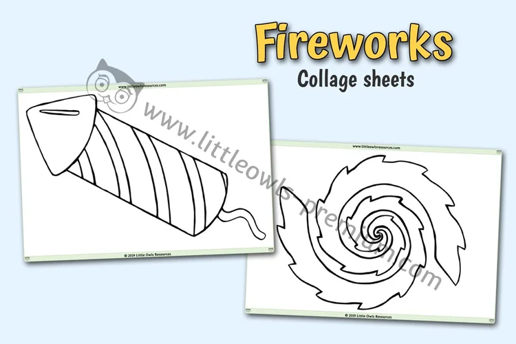 A4 Firework Outlines — Collage & Loose Parts - cover preview