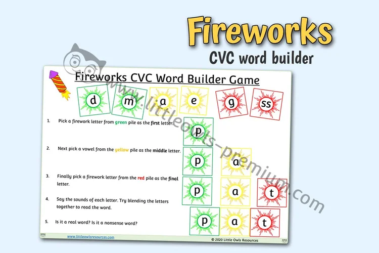 Fireworks CVC Word Builder Game - cover preview