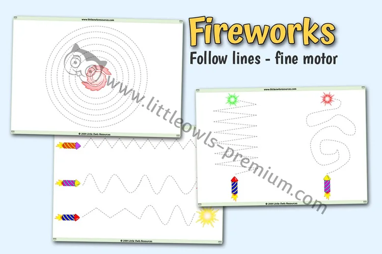 Fireworks Fine Motor Pencil Control Sheets - cover preview