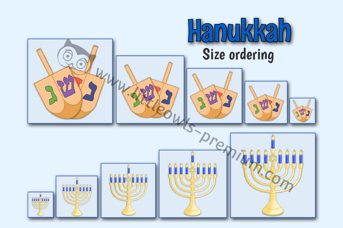 HANUKKAH SIZE ORDERING ACTIVITY CARDS