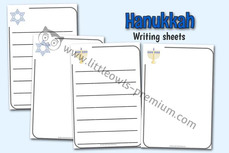 Hanukkah Writing and Mark-Making Sheets - featured resource cover