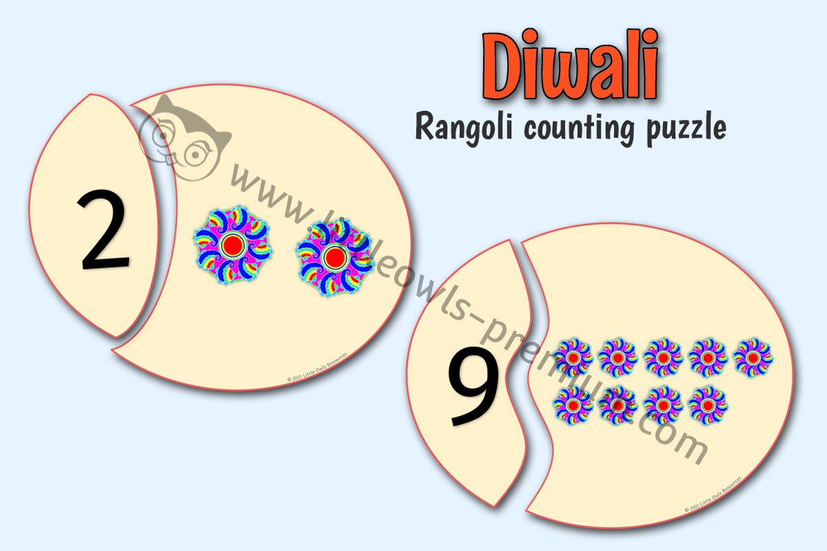 DIWALI RANGOLI COUNTING PUZZLES (1-10)