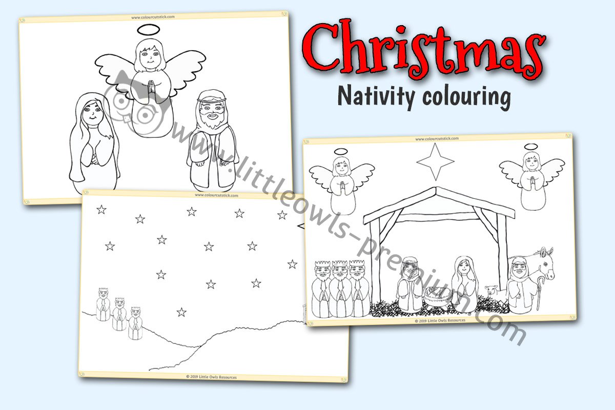 NATIVITY COLOURING PAGES