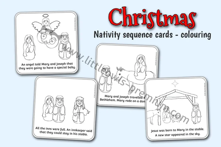 Nativity Story Sequence Cards — Colouring - resource cover