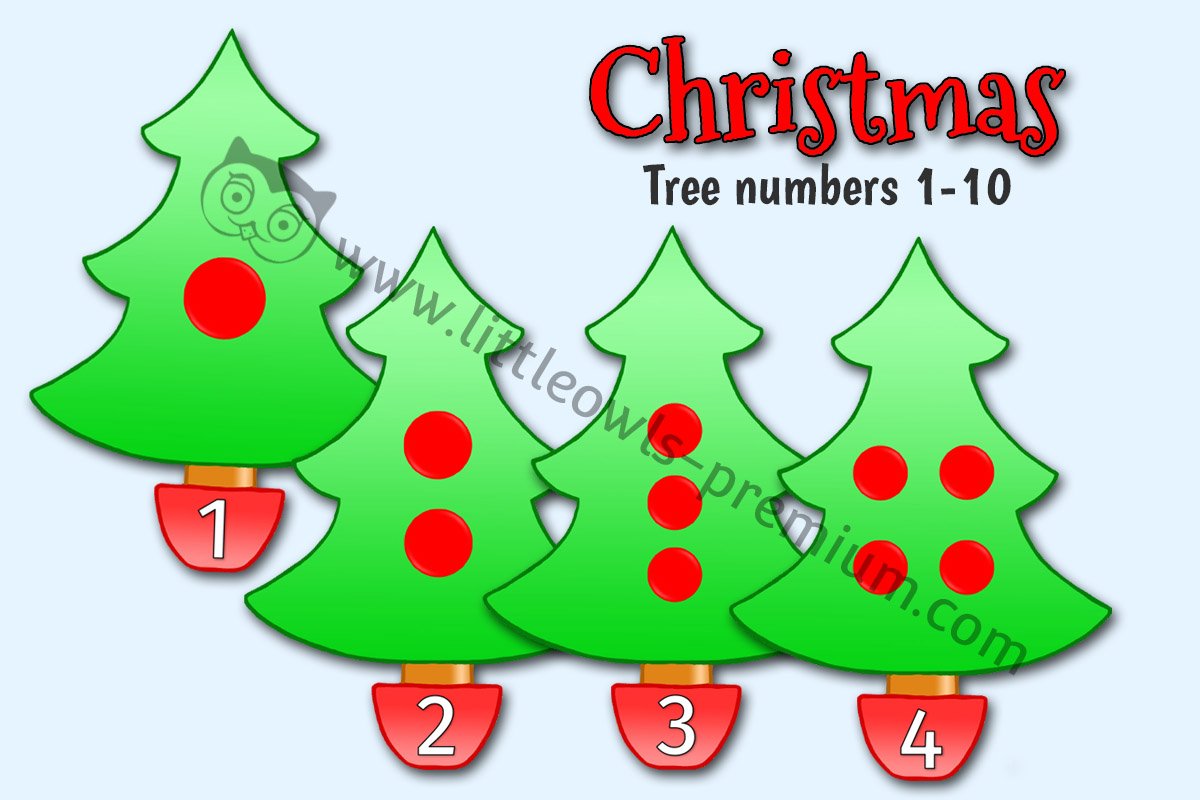 CHRISTMAS TREE NUMBERS 1-10