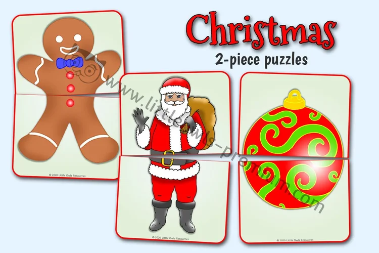 Christmas Two-Piece Puzzles - resource cover
