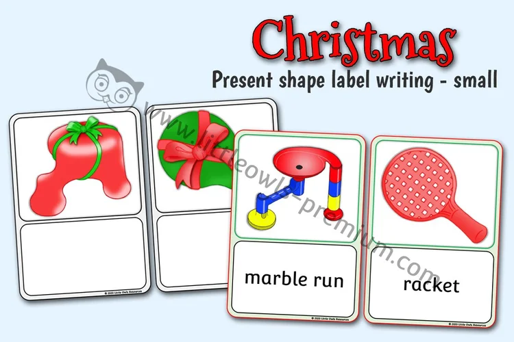Present Shape Match & Label Writing — A5 - resource cover