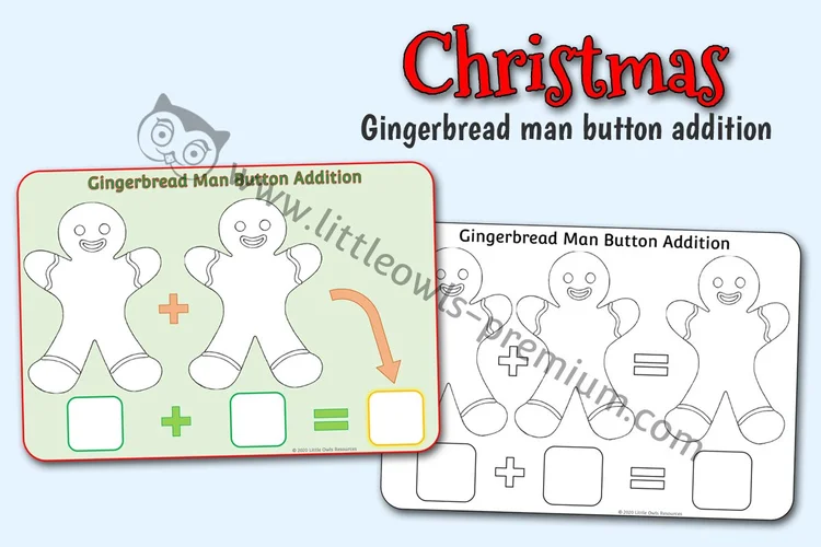 Gingerbread Man Button Addition Mats - resource cover