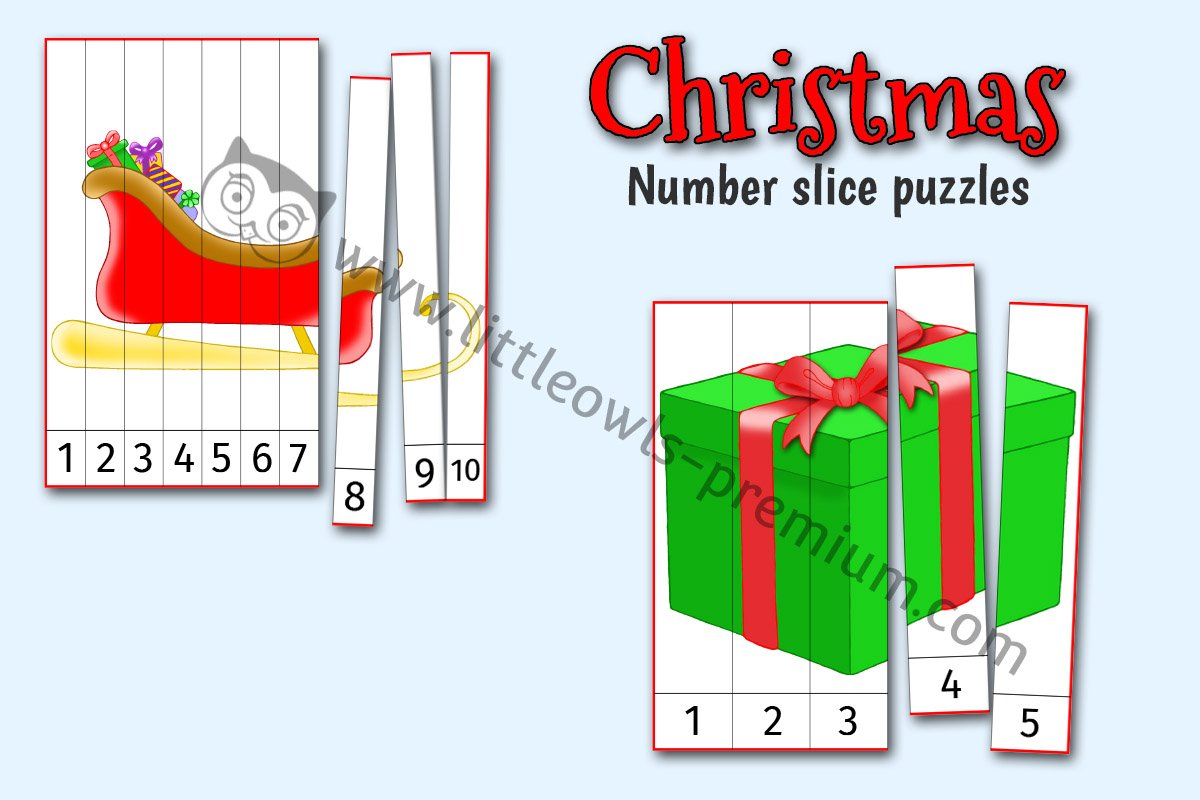 CHRISTMAS NUMBER SLICE PUZZLES (Updated 2020)