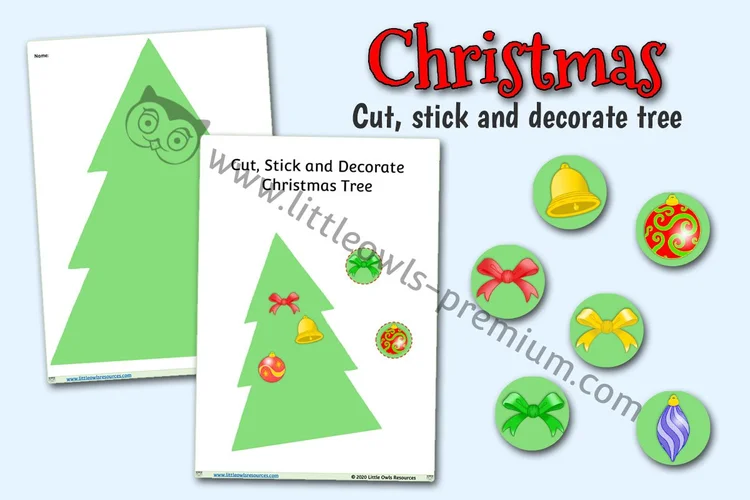 Christmas Cut, Stick & Decorate Tree Activity - resource cover