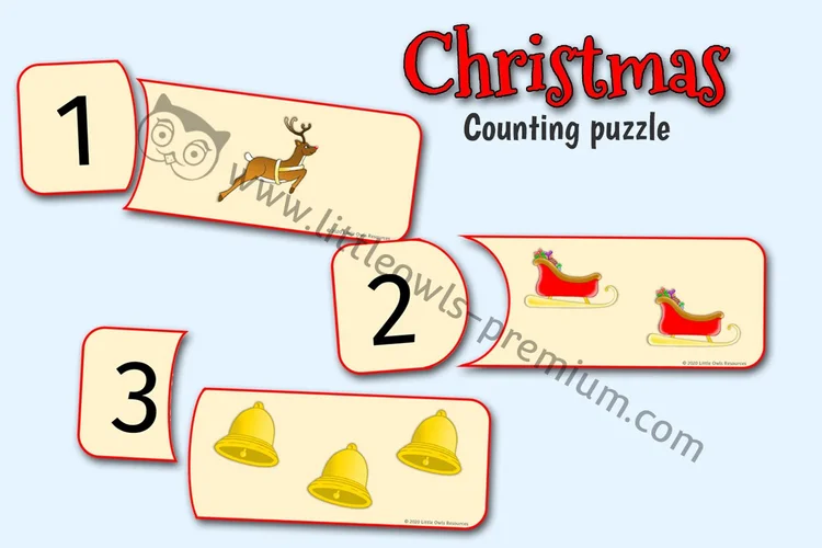 Christmas Counting Puzzles (1–20) - resource cover