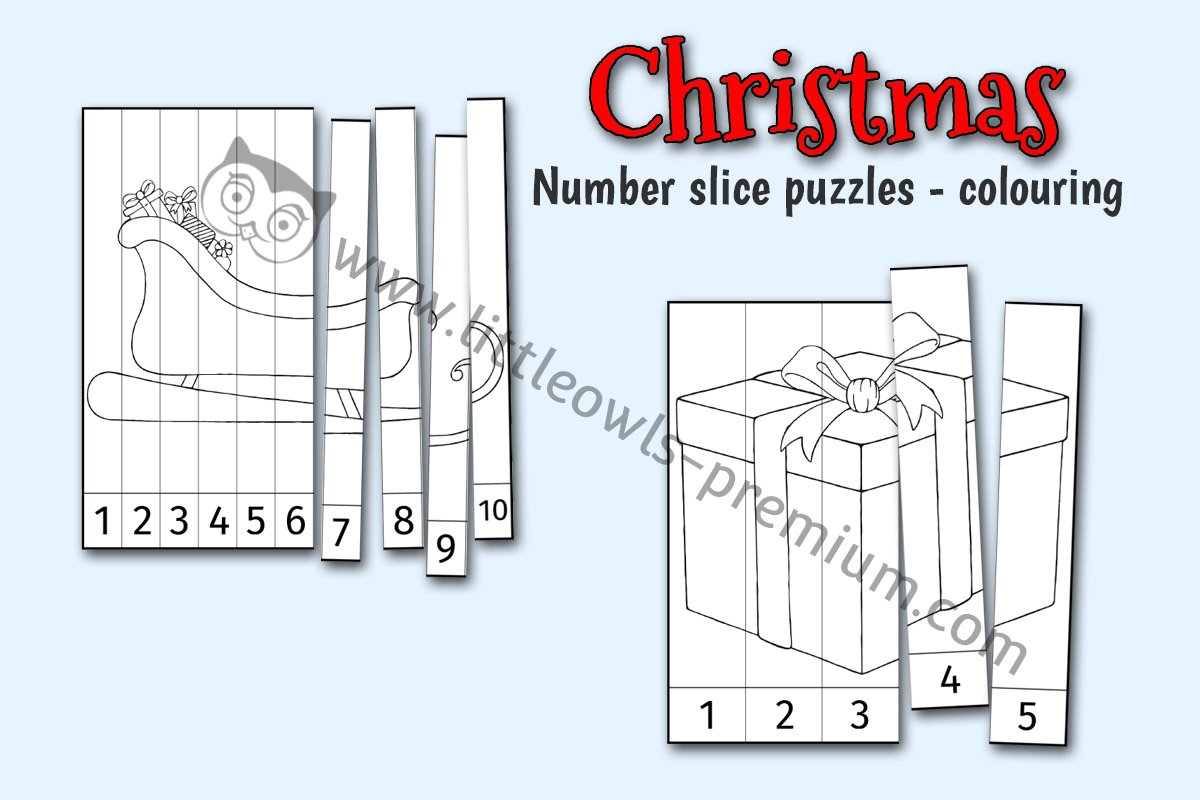 NUMBER SLICE PUZZLES - COLOURING (Updated 2020)