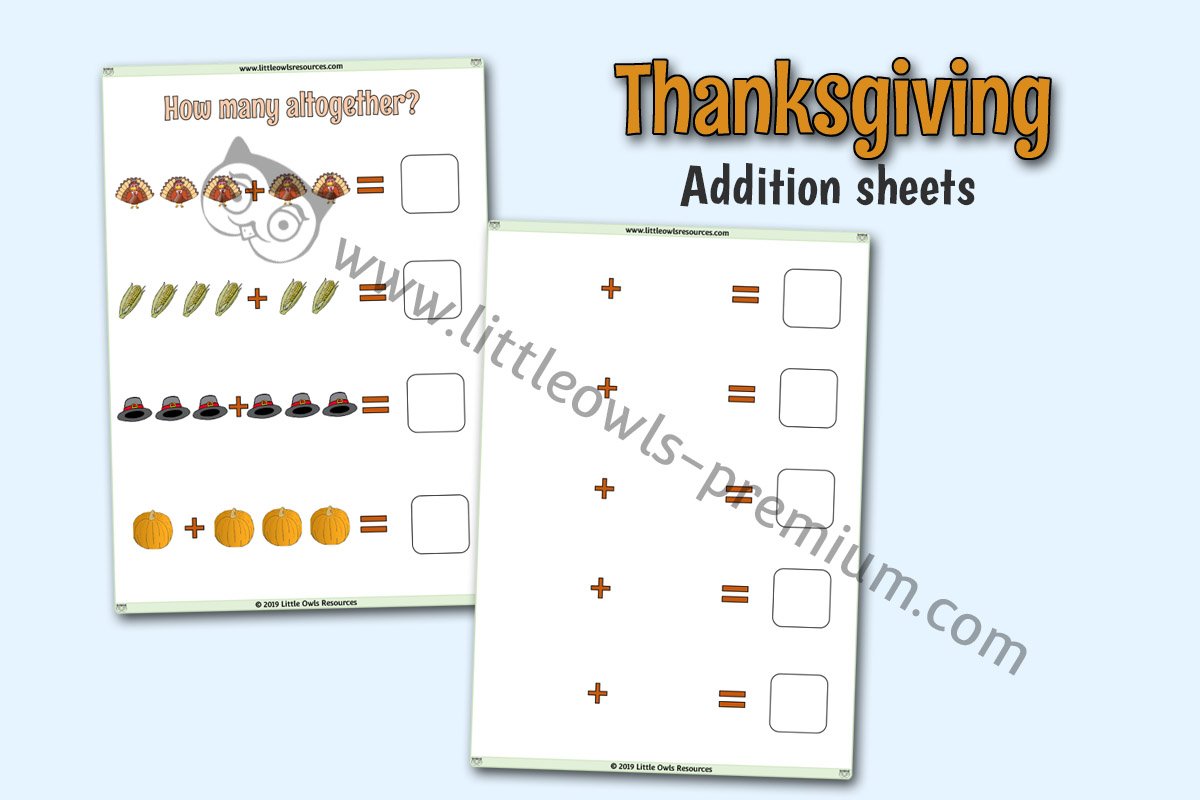 THANKSGIVING ADDITION SHEETS