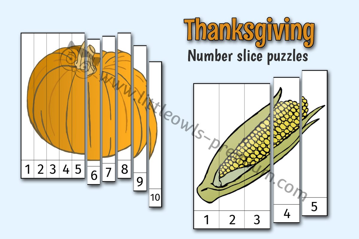 THANKSGIVING NUMBER SLICE PUZZLES