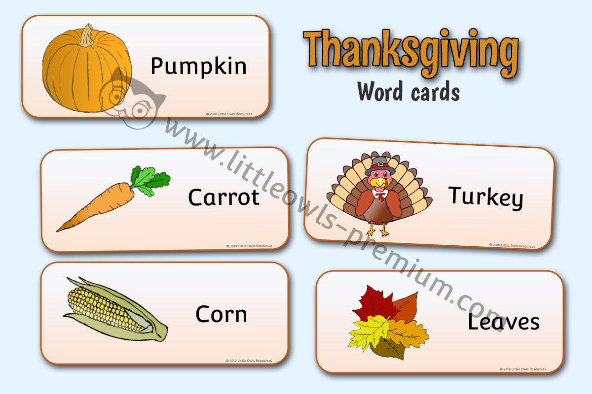 THANKSGIVING WORD CARDS