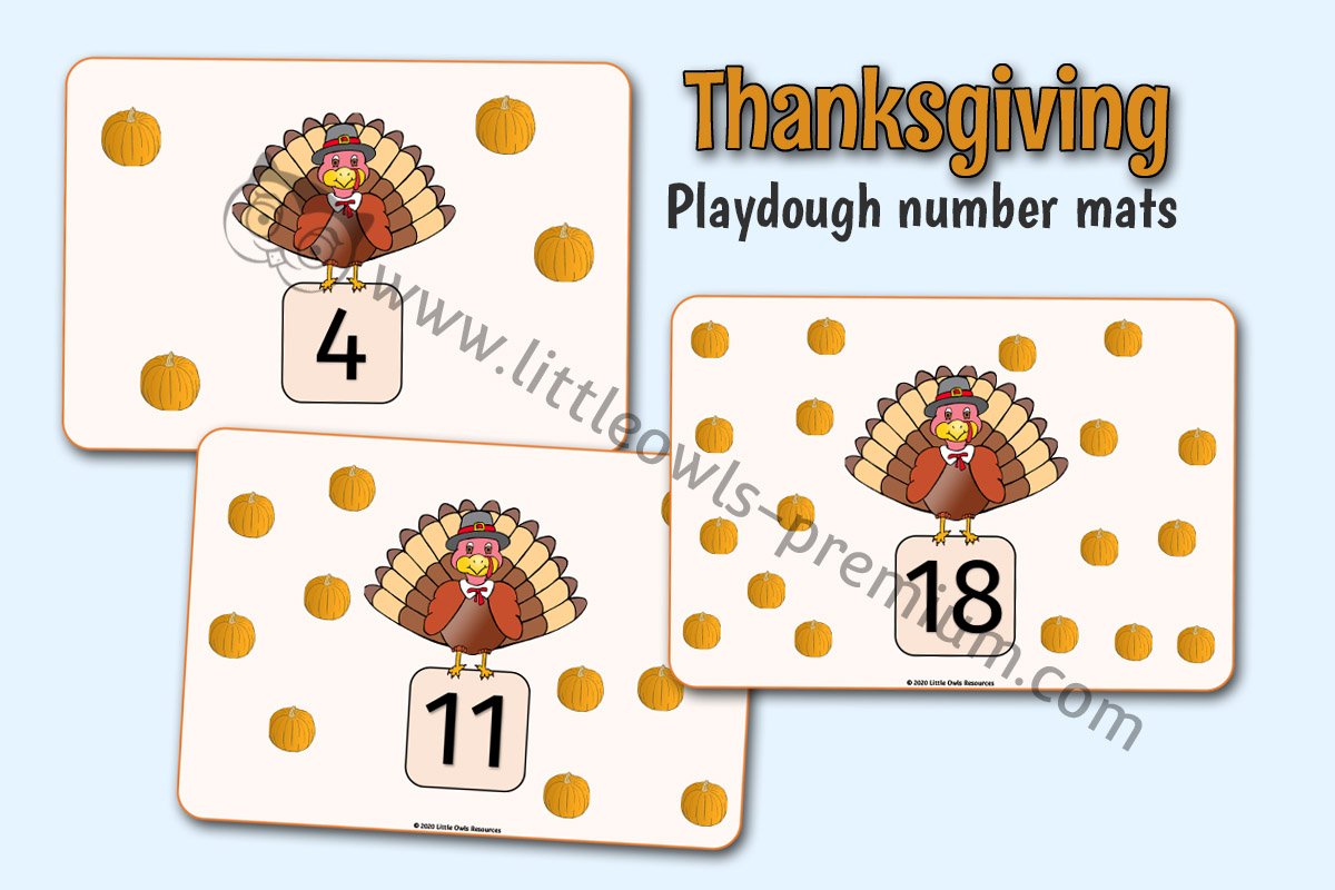 THANKSGIVING COUNTING PLAYDOUGH/LOOSE PART MATS