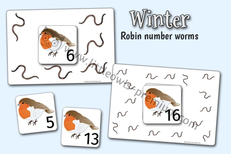 Winter Robins & Worms — Number & Counting cover